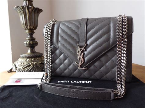 ysl earth grey monogram|SAINT LAURENT Grain De Poudre Medium Classic Monogram .